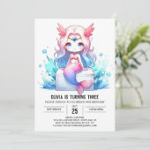 かわいいデジタルマーメイド誕生日 招待状 (スタンド正面)