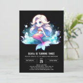 かわいいデジタル人魚の誕生日 招待状 (スタンド正面)