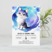 かわいいデジタル子猫誕生日 招待状 (スタンド正面)