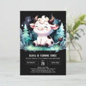 かわいいデジタル牛の誕生日 招待状 (スタンド正面)