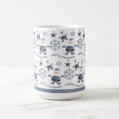 かわいいデニムクリスマスサンタパターン コーヒーマグカップ (中央)