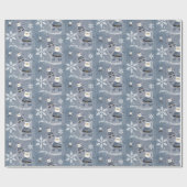 かわいいデニムファッションクリスマスサンタパターン ラッピングペーパー (フラット)