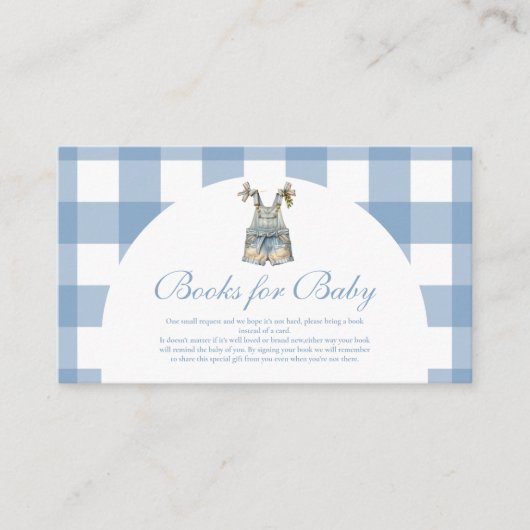かわいいデニムベビーシャワーブックベビー エンクロージャーカード (正面)