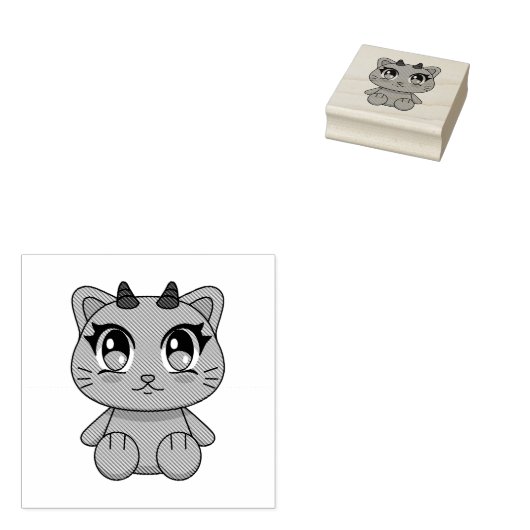 かわいいデビルキャット ラバースタンプ (押印)