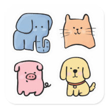 かわいいデブかわいいペット動物ステッカーシートパック