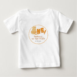 かわいいデブちゃんオレンジ猫の1歳の誕生日 ベビーTシャツ