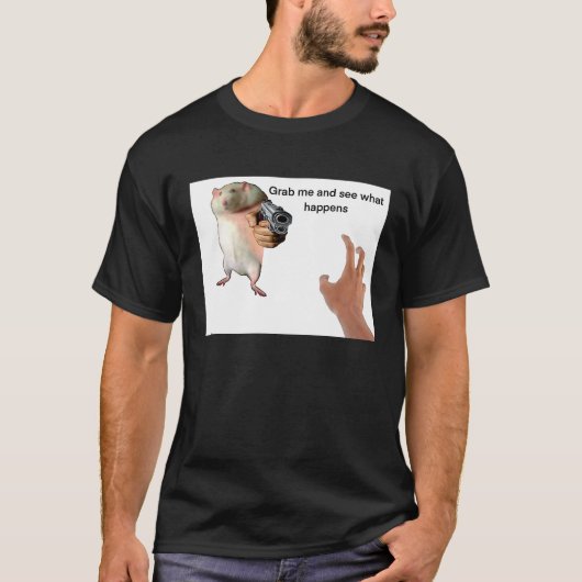 かわいいデブネズミがつかまれるMeme Tシャツ (正面)