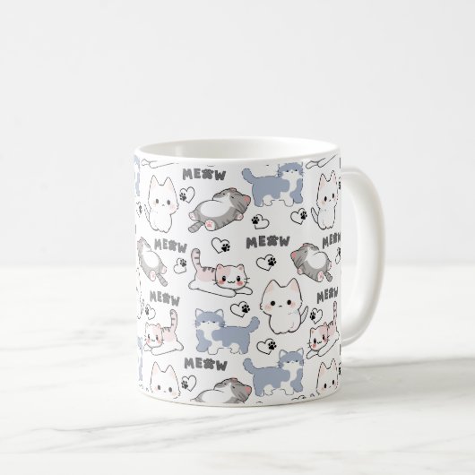 かわいいデブ猫とニャンハート コーヒーマグカップ (正面右)