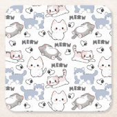 かわいいデブ猫とニャンハート スクエアペーパーコースター (正面)