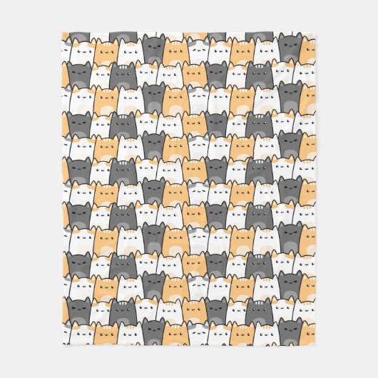 かわいいデブ猫の落書き フリースブランケット (正面)