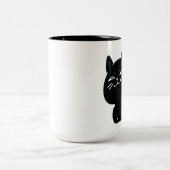 かわいいデブ黒猫のコーヒーマグ ツートーンマグカップ (中央)