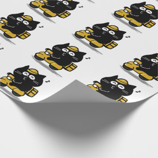 かわいいデブ黒猫ステッカー ラッピングペーパー