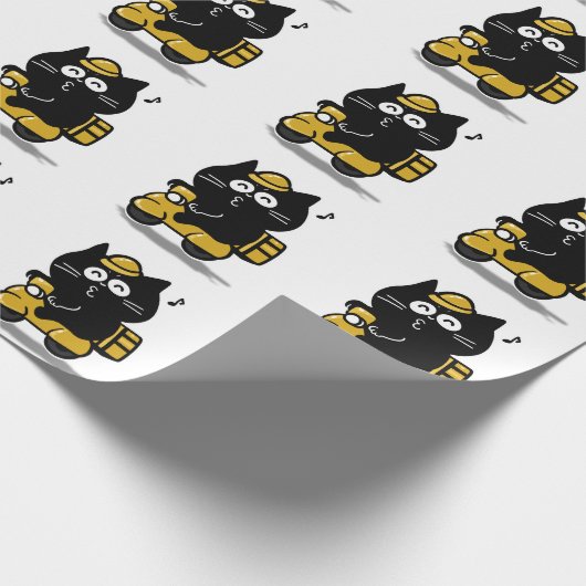 かわいいデブ黒猫ステッカー ラッピングペーパー (角)