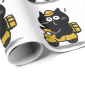 かわいいデブ黒猫ステッカー ラッピングペーパー (ロールコーナー)