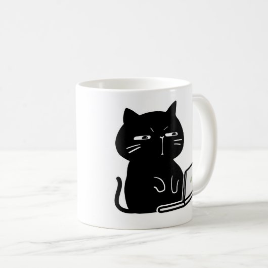 かわいいデブ黒猫 コーヒーマグ コーヒーマグカップ (正面右)