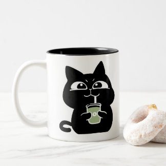 かわいいデブ黒猫 コーヒーマグ ツートーンマグカップ
