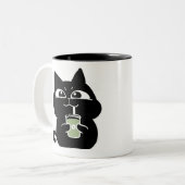 かわいいデブ黒猫 コーヒーマグ ツートーンマグカップ (正面左)