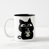 かわいいデブ黒猫 コーヒーマグ ツートーンマグカップ (左)