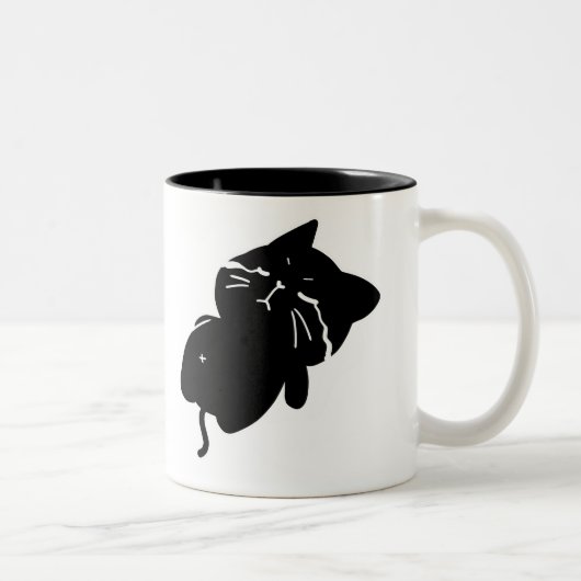 かわいいデブ黒猫 コーヒーマグ ツートーンマグカップ (右)