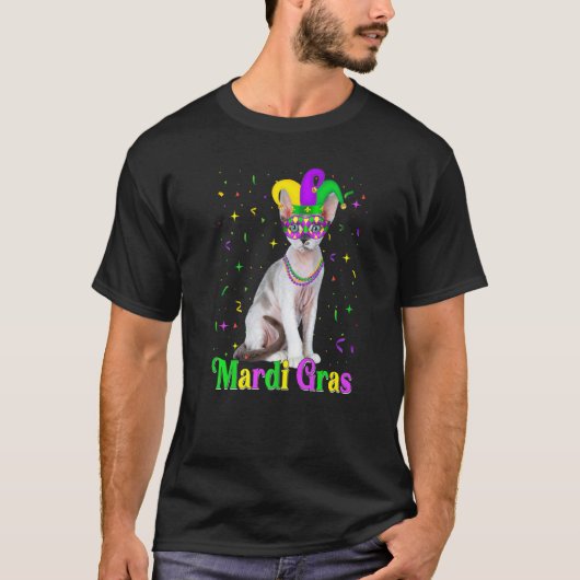 かわいいデボン・レックスの猫のマルディグラ Tシャツ (正面)