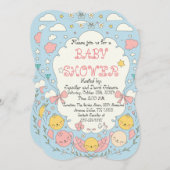 かわいいデリケートな赤ちゃんシャワー 招待状 (正面/裏面)