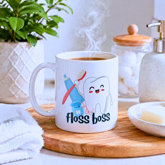 かわいいデンタルフロスボス コーヒーマグカップ