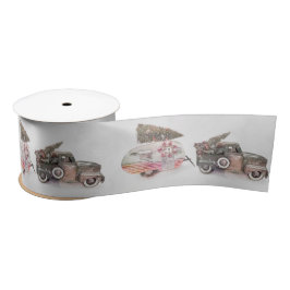 かわいいトイのトラックとキャンパー赤と緑のクリスマス サテンリボン