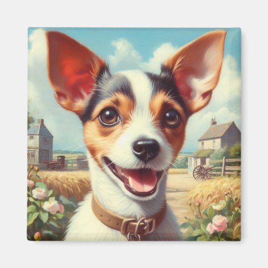 かわいいトイキツネテリア絵画ズ マグネット (正面)