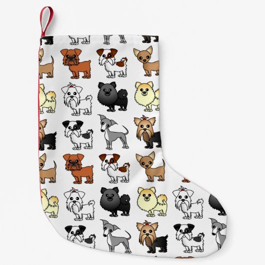 かわいいトイドッグの品種パターン スモールクリスマスストッキング (正面)