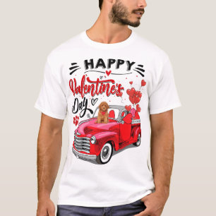 かわいいトイプードルレッドトラックハッピーバレンタインデーVa Tシャツ