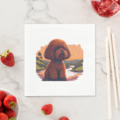 かわいいトイプードル スタンダードランチョンナプキン (インサイチュ)