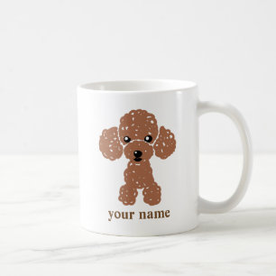 かわいいトイプードル(濃茶)名入れ コーヒーマグカップ