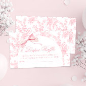 かわいいトイルピンクボウ女の子シャワーおむつラッフル エンクロージャーカード