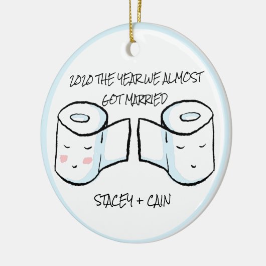 かわいいトイレ紙コビデ2020延期結婚の セラミックオーナメント (左)