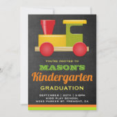 かわいいトイ列車プレスクール卒業招待状 招待状 (正面)