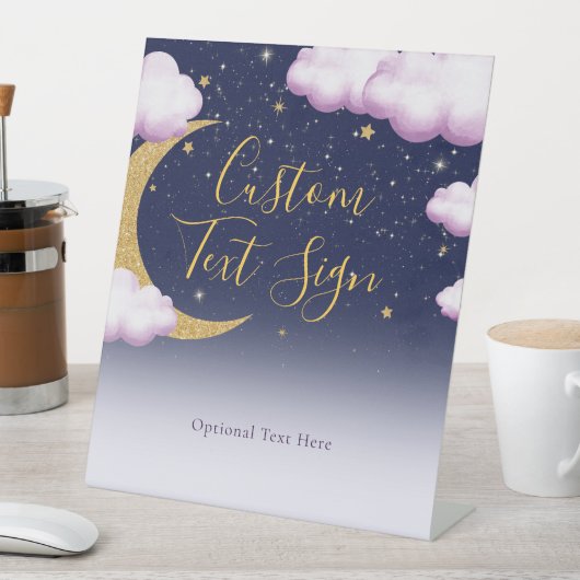 かわいいトゥインクルリトルスターピンクガールファースト誕生日 台座サイン (インサイチュ)