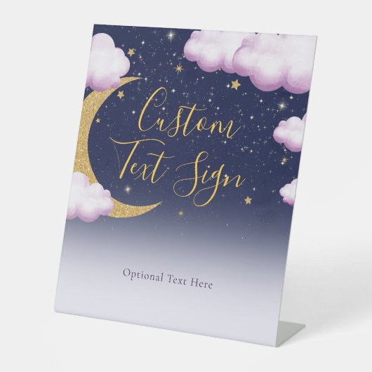 かわいいトゥインクルリトルスターピンクガールファースト誕生日 台座サイン (正面)