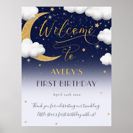 かわいいトゥインクルリトルスター1st誕生日へようこそ ポスター (正面)