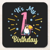 かわいいトゥーカン1歳の誕生日1歳の誕生 スクエアペーパーコースター (正面)