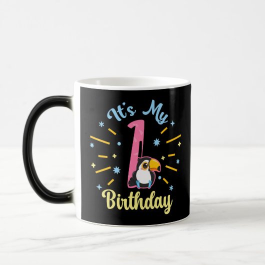 かわいいトゥーカン1歳の誕生日1歳の誕生 モーフィングマグカップ (左)
