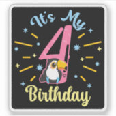 かわいいトゥーカン4歳誕生4歳の少女 シール (正面)