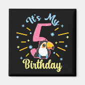 かわいいトゥーカン5誕生日5歳誕生女の子 マグネット (正面)