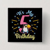かわいいトゥーカン5誕生日5歳誕生女の子 缶バッジ (正面)