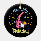 かわいいトゥーカン6誕生日6歳誕生女の子 セラミックオーナメント (裏面)