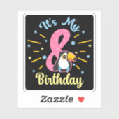 かわいいトゥーカン8誕生日8歳誕生女の子 シール (シート)