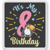 かわいいトゥーカン8誕生日8歳誕生女の子 シール (正面)
