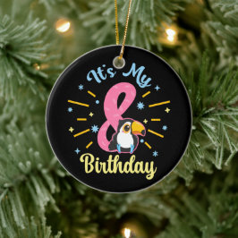 かわいいトゥーカン8誕生日8歳誕生女の子 セラミックオーナメント