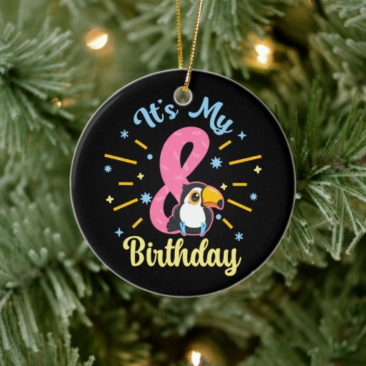 かわいいトゥーカン8誕生日8歳誕生女の子 セラミックオーナメント (ツリー)