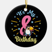 かわいいトゥーカン8誕生日8歳誕生女の子 セラミックオーナメント (正面)