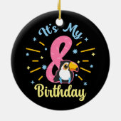 かわいいトゥーカン8誕生日8歳誕生女の子 セラミックオーナメント (裏面)